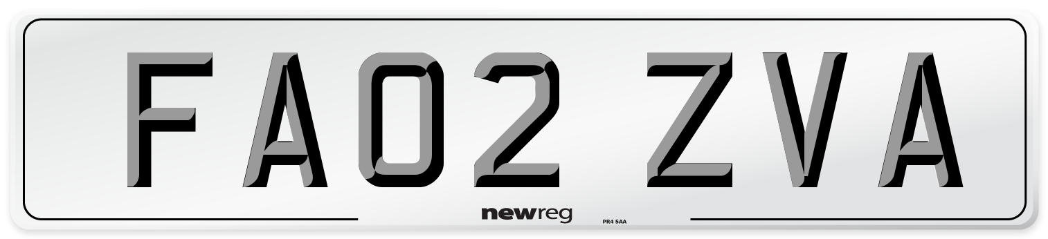 FA02 ZVA Number Plate from New Reg